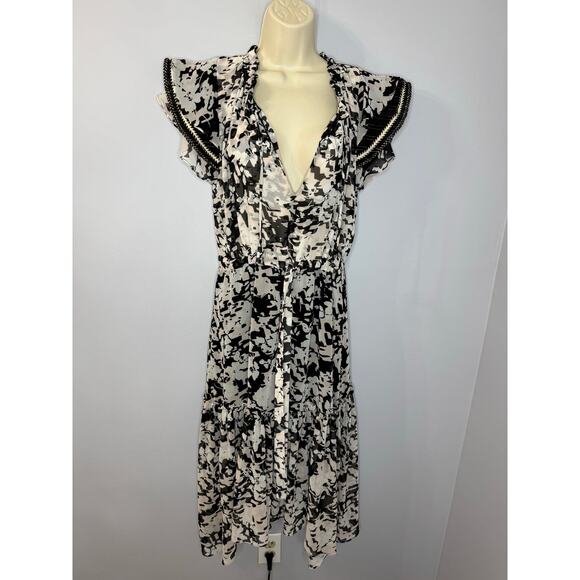 MISA Los Angeles Della Midi Dress V Neck Dress Flowy Romantic Resort Women's L - Picture 3 of 12